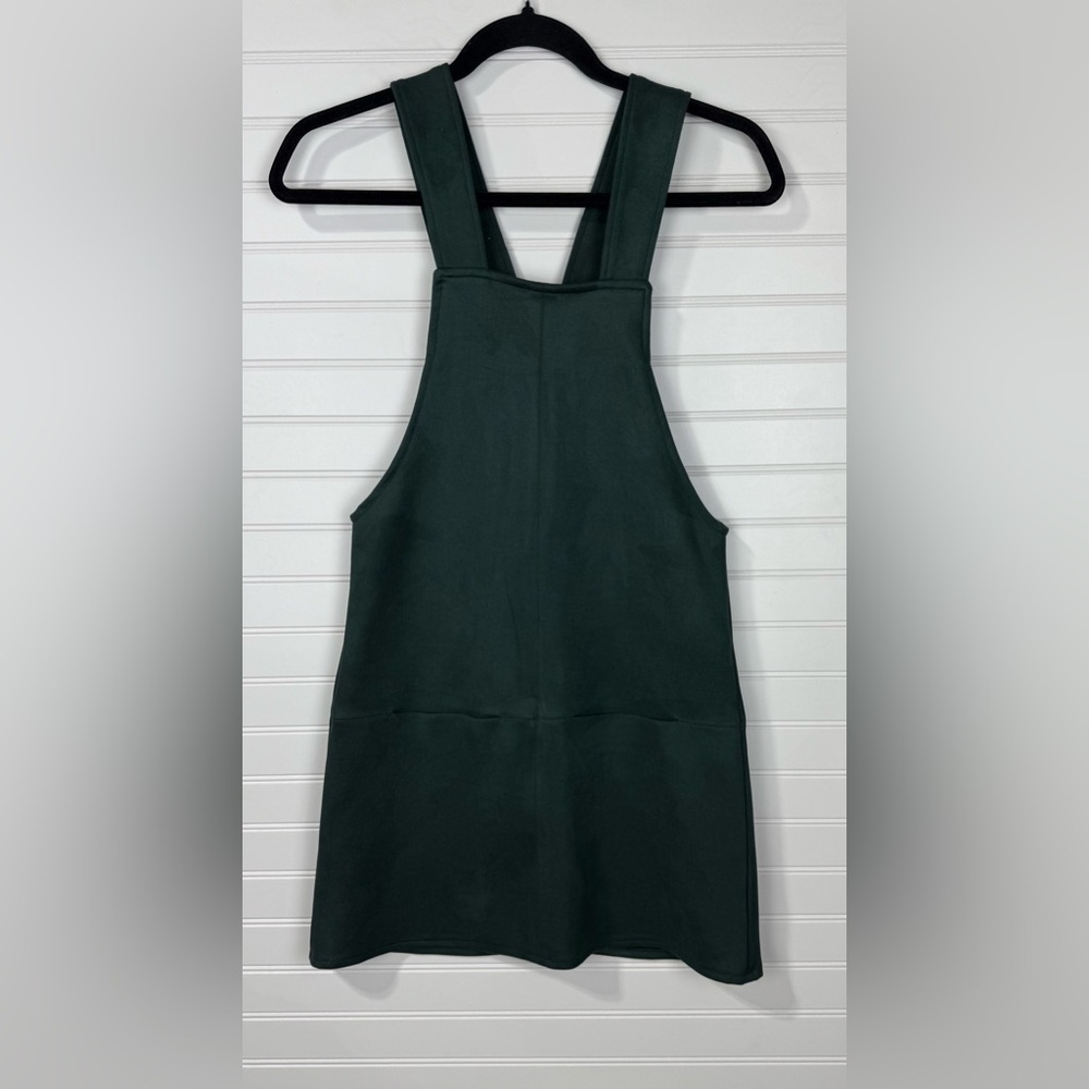 New Look green suede overhall jumper dress. Size 0.